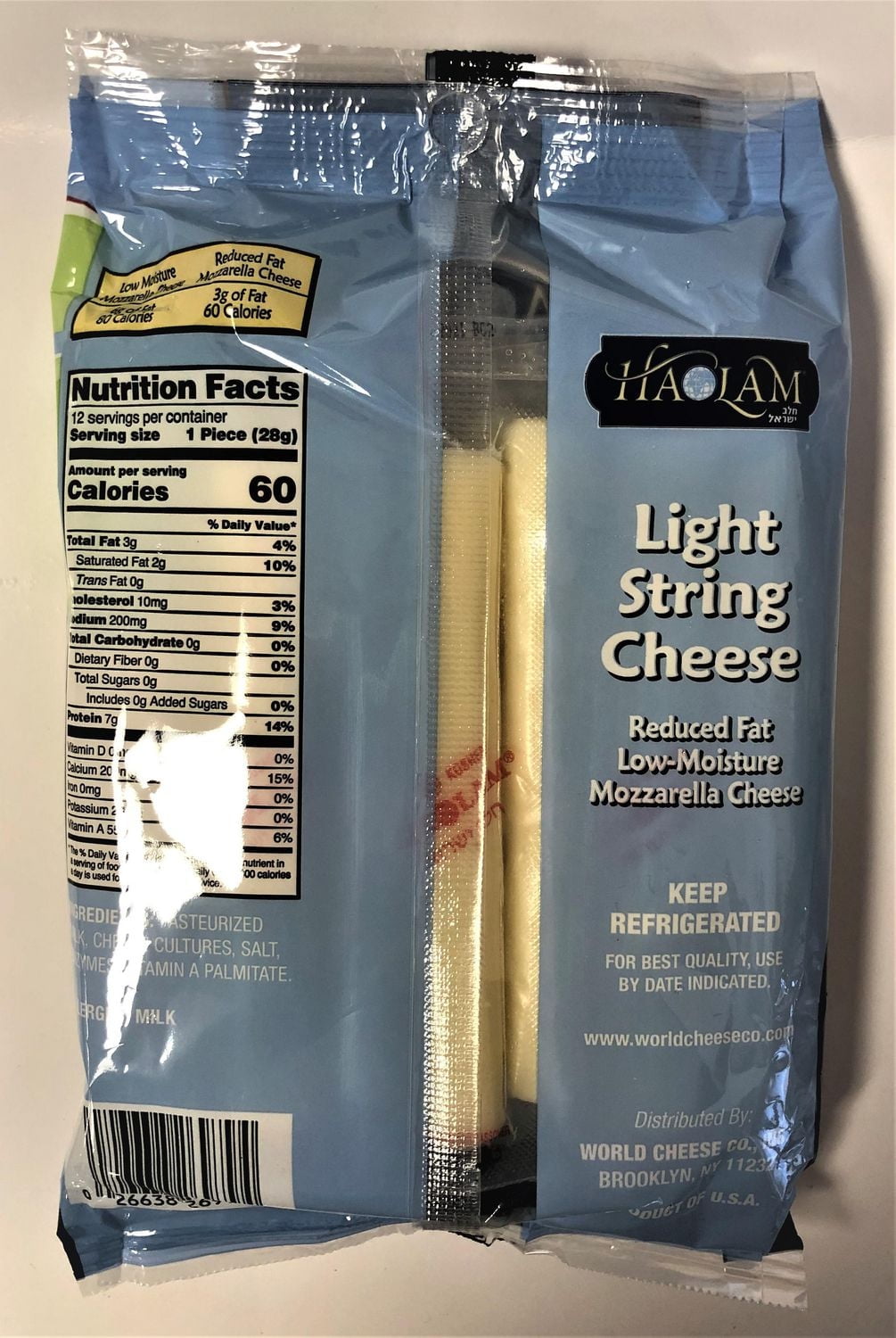 Haolam String cheese Light Reduced Fat Low-Moisture Mozzarella Cheese, String Cheese