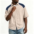 thumbnail image 4 of XuJwPNcy Mens Shirts Lightweight Color Block Button Down Shirts Casual Collared Tops Summer Classic Fit Fashion Clothes, 4 of 7