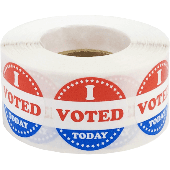 I Voted Today, Red, White, and Blue Circle Stickers | 1" inch Round - 500 Pack | InStockLabels.com
