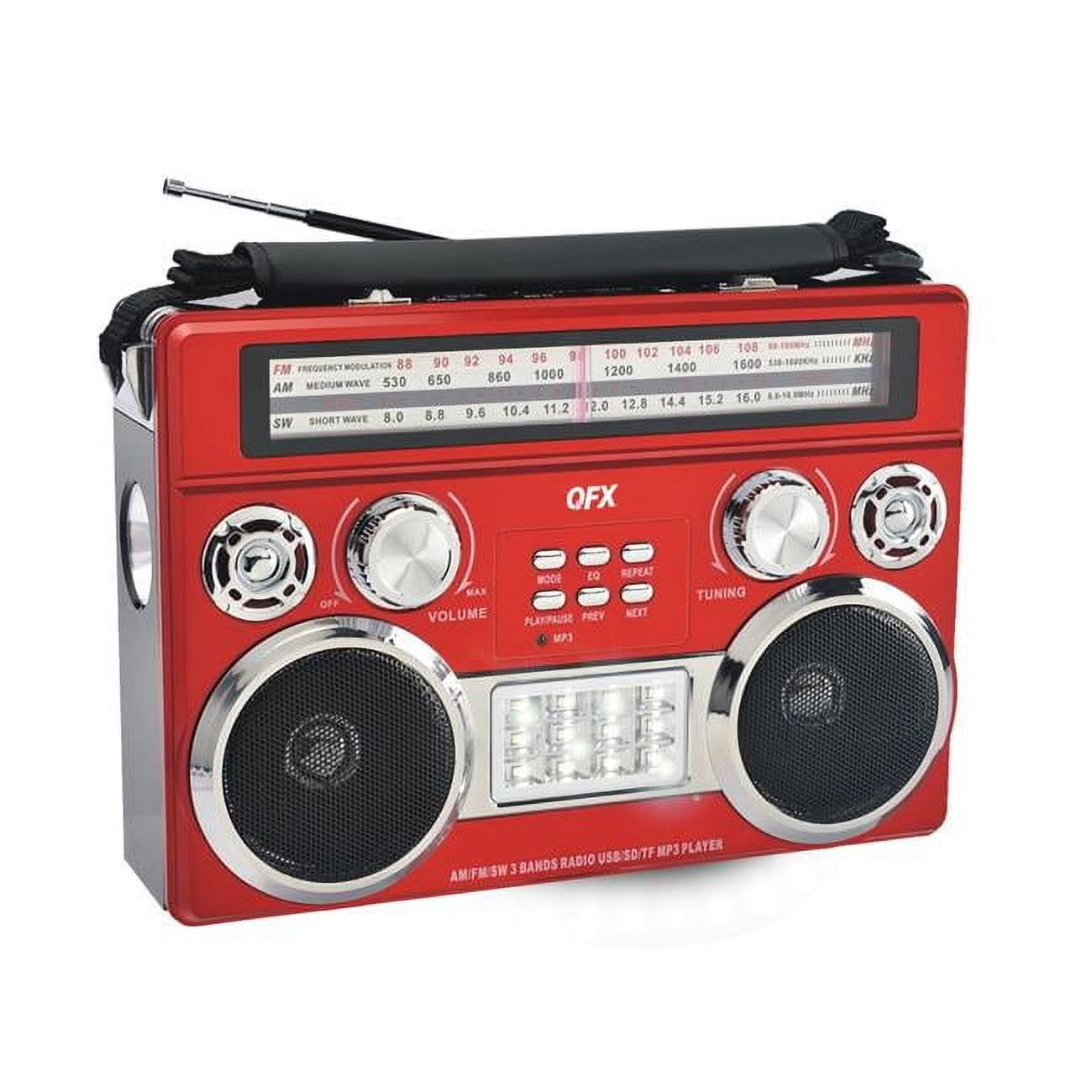 Supersonic, 3 Band Radio with Flashlight, SC-1097BT-RED, Portable