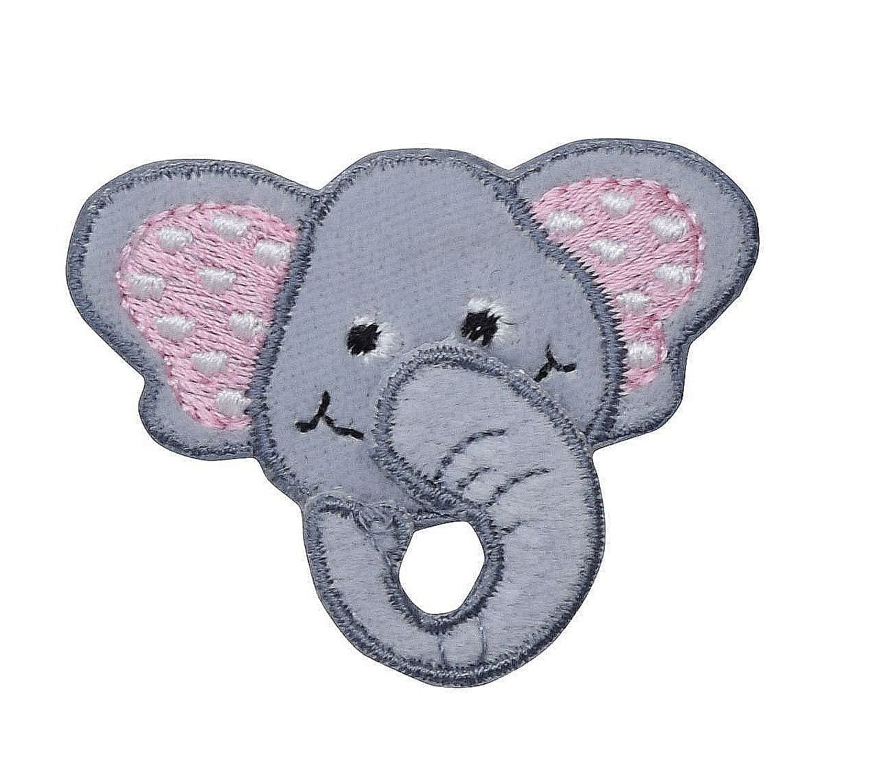 ZOO ANIMAL JUNGLE WILD ANIMALS IRON ON EMBROIDERED PATCH GRAY ELEPHANT