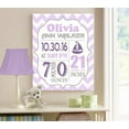 thumbnail image 4 of Personalized Canvas Birth Announcement Nursery Decor Gift, Sailboat Design, Custom Name, Date, Weight & Length, Unique Boys & Girls Baby Shower Wall Art Presents, Color Lilac # 1 , Size - 11X14, 4 of 5
