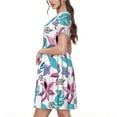 thumbnail image 2 of Sikiie Hawaiian Style Print Women's Short-sleeved Dress, Round Neck Slim Knee-length Dress, Summer Clothing Suitable for Daily Leisure and Vacation, 2 of 6