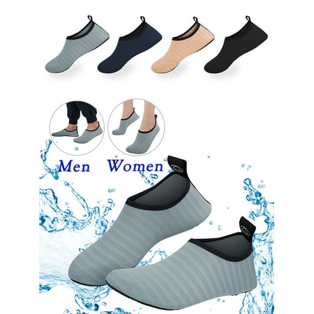 

DODOING Men and Women Water Shoes/ Aqua Socks/ Barefoot Skin Shoes for Water Sports Beach Pool Yoga Surf Grey