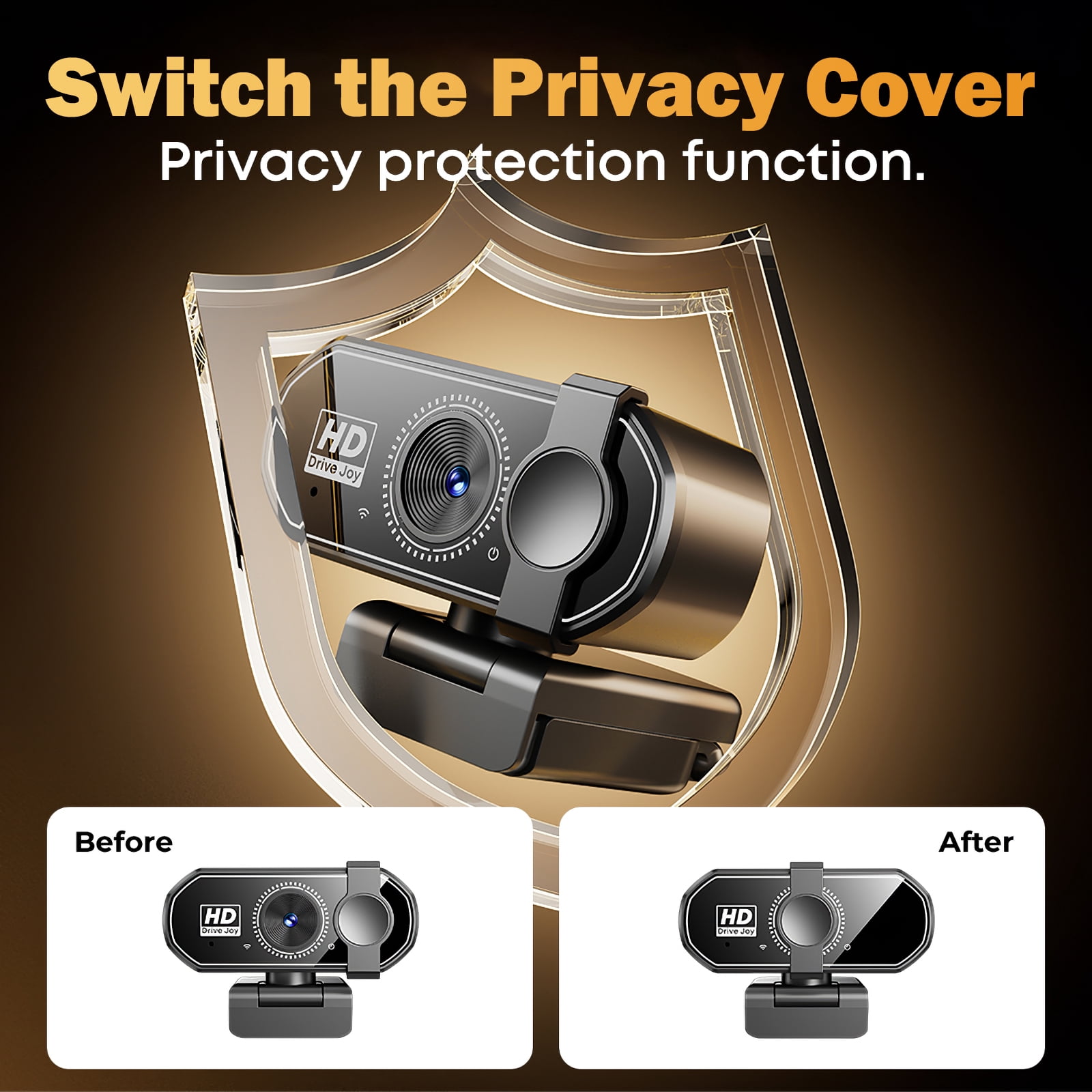 RONY HD PC Webcam with PDAF Autofocus, 120° FOV & Built-in Microphones, Plug & Play USB Webcam with Auto Light Correction for Conference Video Call Meeting Live Stream, Black