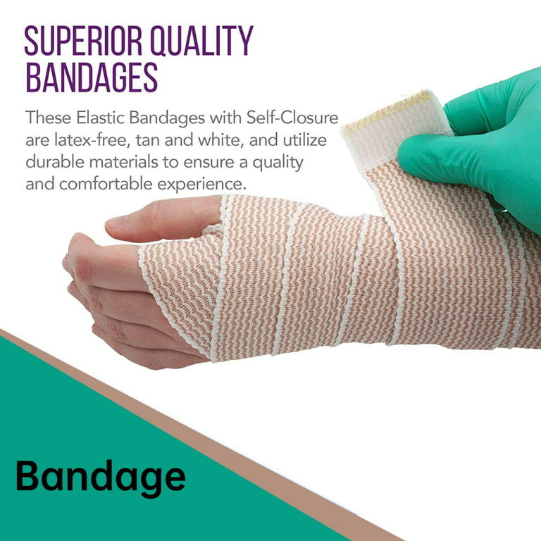 2 Inch Tan Elastic Bandage, Latex Free, 5 Yards Stretched, Self