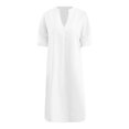 thumbnail image 4 of JLFKNG Lady Dresses V Neck Short Sleeve Casual Pleated Dress Simple Solid Color Breathable Loose Fit Dresses Comfy Ladys, 4 of 4