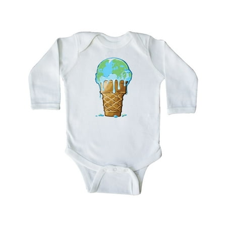

Inktastic Melting Earth Ice Cream Cone Gift Baby Boy or Baby Girl Long Sleeve Bodysuit