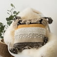 thumbnail image 2 of 16" Boho Handwoven Cotton Throw Pillow Cushion Cover with Tassels, Beige, 2 of 5