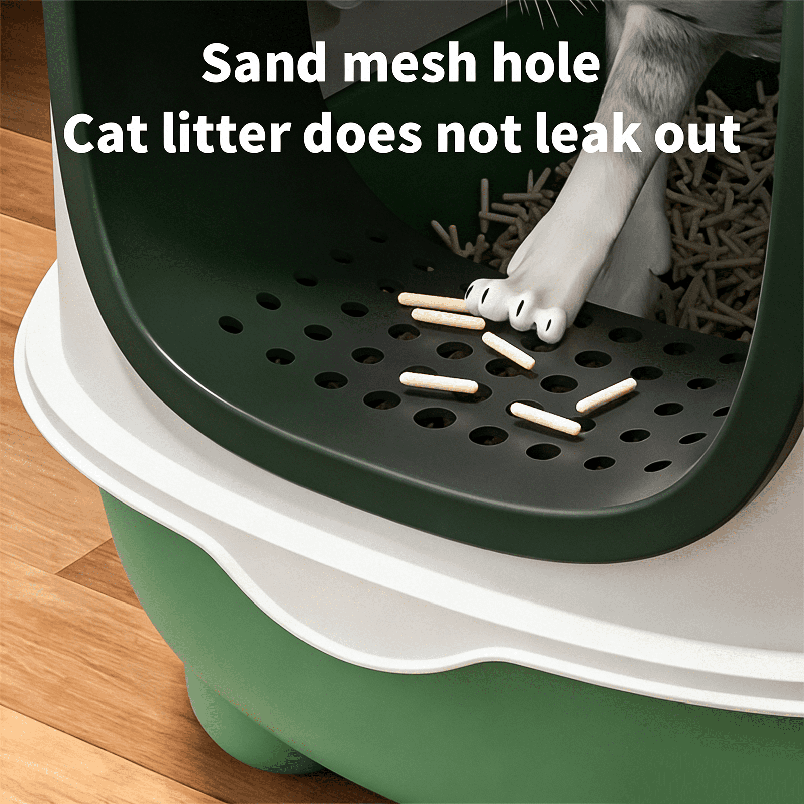 Spacious Fully Enclosed Cat Litter Box with Litter Scoop