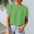 thumbnail image 2 of Womens Short Sleeve Sweater Tops Basic Lightweight Casual Crewneck Summer Loose Fit Knit Tees Shirts, 2 of 5