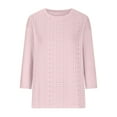 thumbnail image 6 of ZQGJB Womens 3/4 Length Sleeve Tops Dressy Summer Crewneck Pullover Trendy Lace Crochet Eyelet Basic Tees Shirt Lightweight Soft Cotton Blouse Pink M, 6 of 7