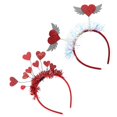 thumbnail image 3 of 1 Set 2pcs Women Valentine's Day Party Love Headbands Hair Hoops Headdress (Red), 3 of 4
