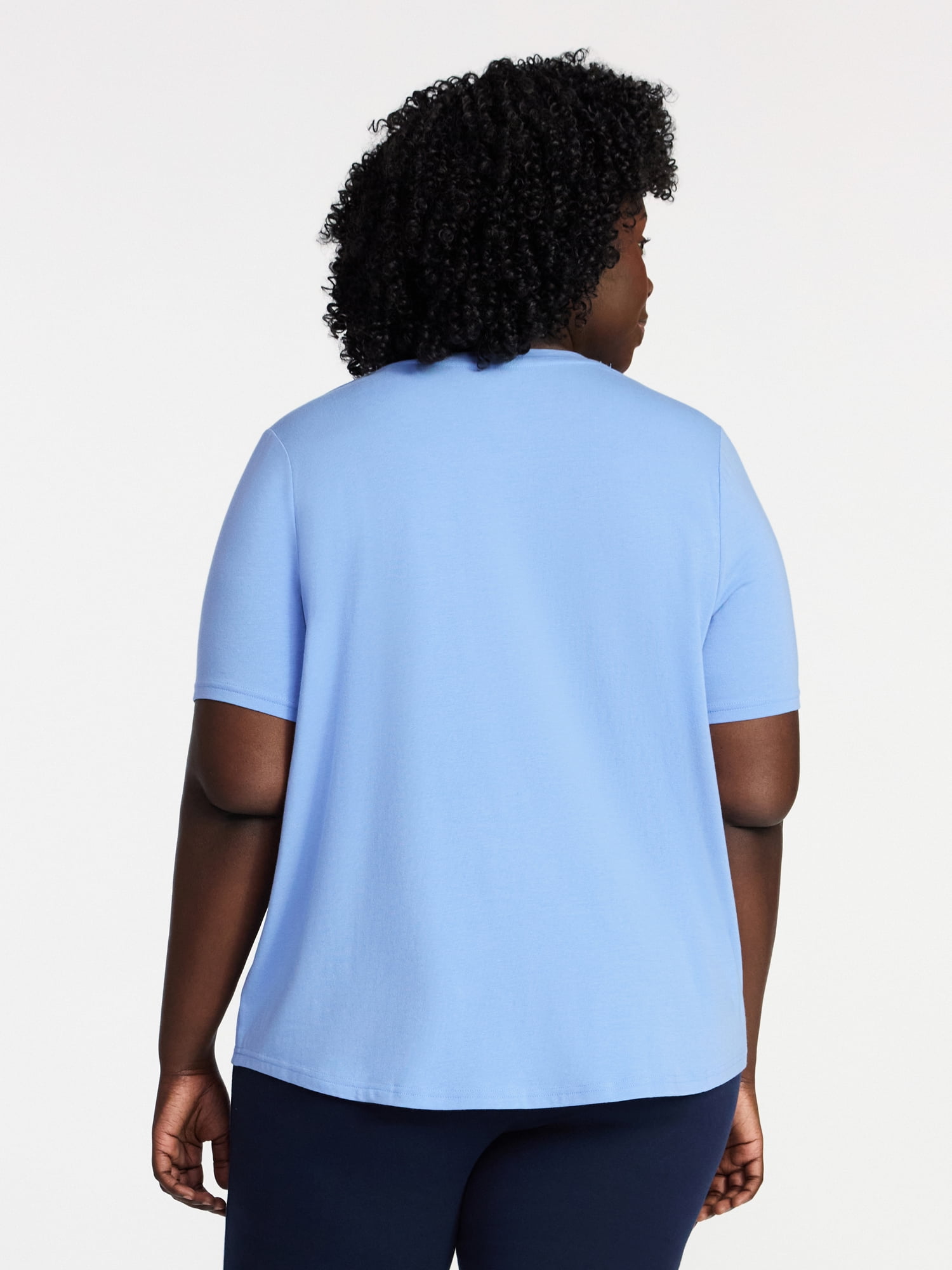 Terra & Sky Women's Plus Size Crewneck Tee with Short Sleeves, Sizes 0X-5X