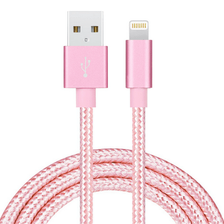 iPhone Charger Lightning Cable, Ironten 2 Pack 6 ft RoseGold Nylon Braided USB Charging High Speed Data Sync Transfer Cord Compatible with iPhone 14 13 12 11 Pro Max Xs Max Xr Xs X 8 7 Plus 6s 6