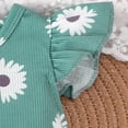 thumbnail image 5 of TOWED22 Cute Baby Girl Clothing Outfits Short Sleeve Romper Bodysuit Jumpsuit Shorts Set 3Pcs Summer Playwear Green,9-12 M, 5 of 7