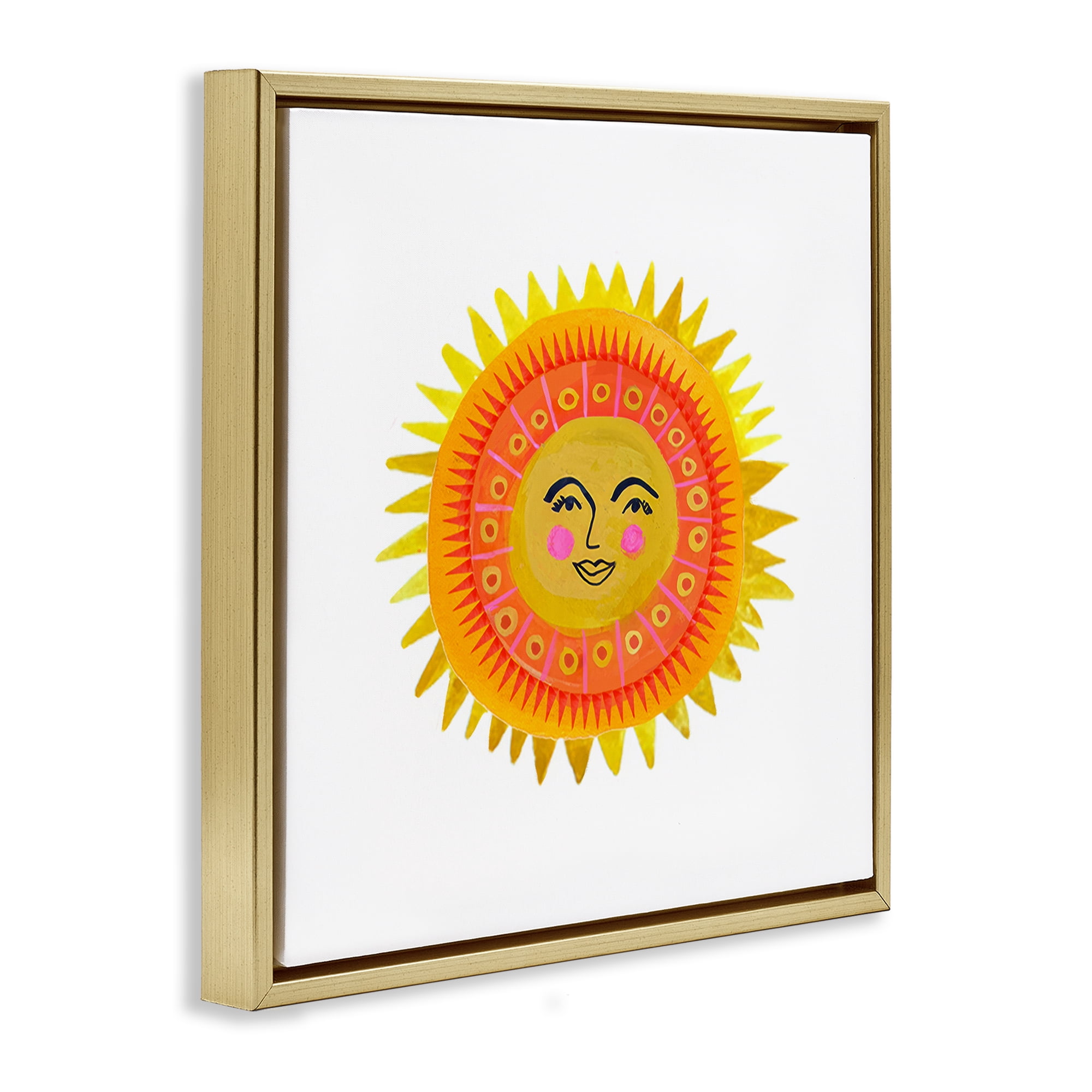 Stupell Industries Eccentric Bohemian Sun Gold Framed Floater Canvas Wall Art, design by Katherine Herrell Studio