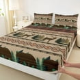 thumbnail image 3 of Manfei Deer Bear Silhouette Full Size Sheets,Vintage Boho Aztec Bed Sheets,Brown Green Sheet Sets For Boys Teens,Microfiber Bedroom Decor,4pcs, 3 of 7