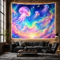 thumbnail image 6 of Bioluminescent Jellyfish in Cosmic Nebula with Stars and Moon, Dreamy Fantasy for Space Lovers, Ethereal Ocean Digital Art, Birthday Gift Tapestry Wall Hanging for Bedroom and Living Room, 6 of 7