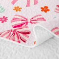 thumbnail image 5 of Erosebridal Kawaii Striped Bow Twin Quilt Set for Adults, Red Floral Ribbon Twin Coverlet Set, 2-Piece, 5 of 7
