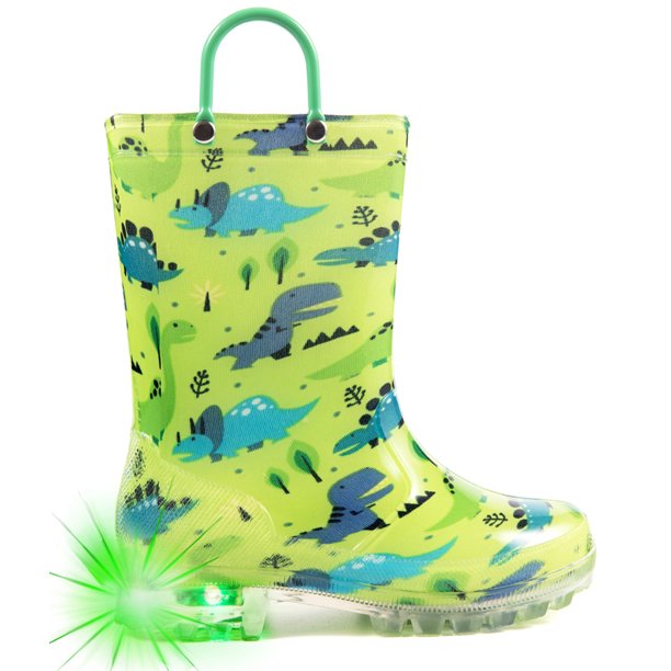 Toddler Boys Rain Boots Little Kids Baby Light Up Rubber Printed