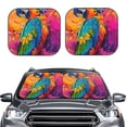 thumbnail image 2 of JUNZAN Vibrant Parrot Splash Art Pattern Car Windshield Sun Shade | Reflective Sunshade | Foldable 2-Piece Sun Shield Protect Your Car | Fits Sedans, SUVs, Hatchbacks-Large, 2 of 6
