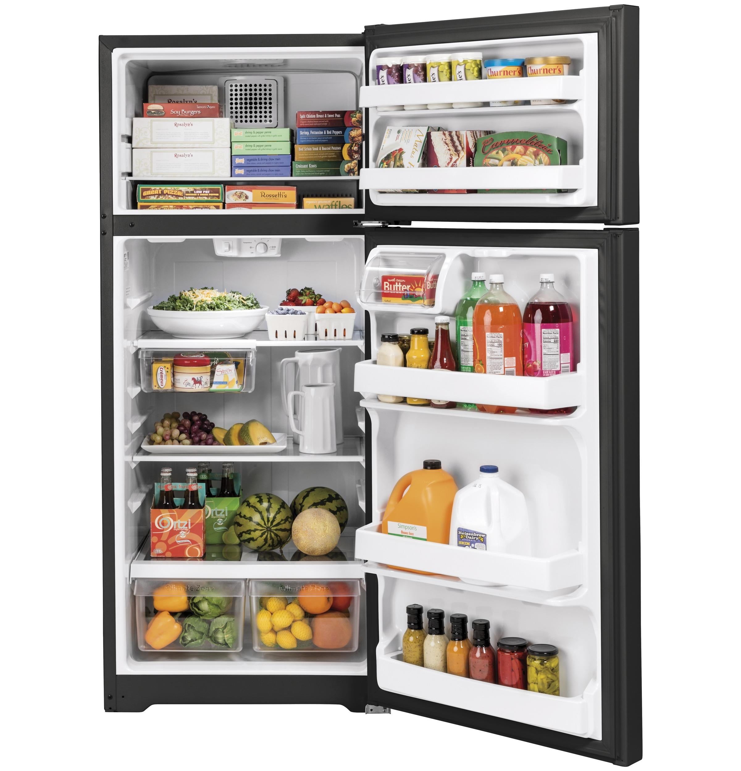 GE Appliances Top Freezer Double Door Refrigerator, Black