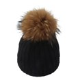 thumbnail image 2 of Dyfzdhu Children Hat Solid Plush Ball Twist Knitted Black, 2 of 4