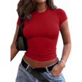 thumbnail image 4 of Women'S Short Sleeve T Shirts Summer Crop Tops Basic Slim Fit Gym Workout Y2k Clothes, 4 of 9