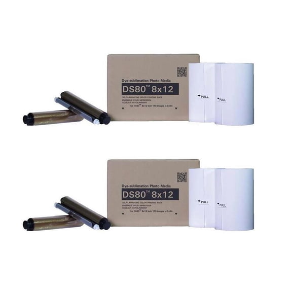 DNP 2x DS80 8x12" Dyesub Printer Media Kit, 220 Glossy Prints