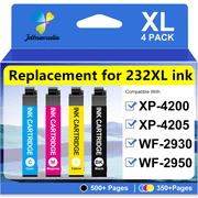 Ink Cartridges Compatible for Epson Workforce WF-2930 WF-2950 Expression XP-4200 XP-4205 Printer (Black,Cyan,Magenta,Yellow, 4-Pack)