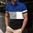 thumbnail image 2 of LRGSHF Summer Polo Shirts for Men Trendy Short Sleeve Stand Collar T-Shirts Classic Fit Color Block Blouses Work Office Sportswear Blue XL, 2 of 4