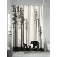 thumbnail image 5 of Abstract Shower Curtain, Forest Walking Bear Family Pine Tree Silhouette Waterproof Shower Curtain Set with 12 Hooks Lightweight Washable Fabric Shower Curtains for Bathroom 72x84 Inches, 5 of 6