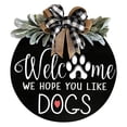 thumbnail image 1 of Letrero de bienvenida Esperamos que te gusten los perros/gatos Colgador de puerta de madera Decoraciones rústicas, 1 of 8