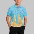 thumbnail image 2 of Crunowin Boys Polo Shirts Hawaiian Golf Collared (5-15), Summer Short Sleeve School Uniform Tops Light Blue 9-10 Years, 2 of 8