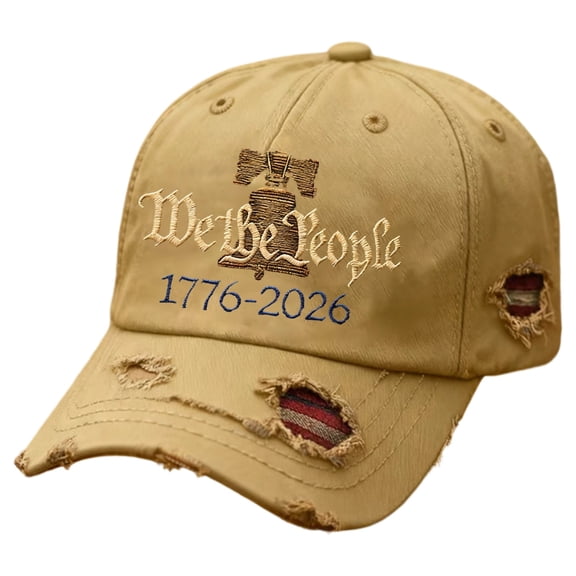250th Anniversary USA Hat, Distressed Ragged Cap1776-2026 Patriotic Baseball Caps, for Men Women Vintage-Style Adjustable Beige