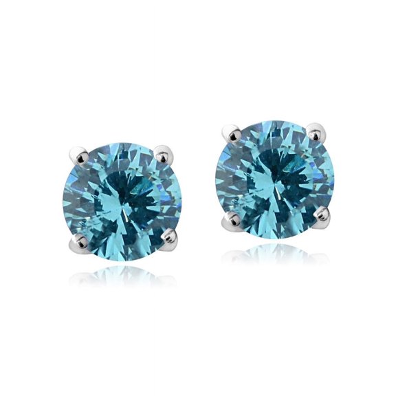 Swarovski Elements Aqua March Birthstone Stud Earrings