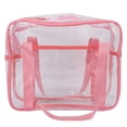 thumbnail image 2 of Bolsa de maquillaje transparente de gran capacidad, impermeable, con cierre de cremallera, bolsa de cosméticos, bolsa de viaje transparente para artículos de tocador, color rosa, 2 of 14