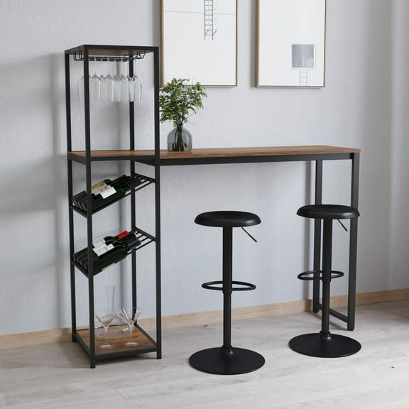 Merrick Lane Waterproof Pub Table, Black/Walnut