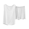 thumbnail image 4 of FRSASU Plus Size Women's Pajama Sets Cooling Lightweight Soft Comfy V Neck Sleeveless Loose Fit Tee with Shorts Set Sleepwear White, 4 of 6