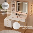 thumbnail image 3 of Kojooin Makeup Vanity Desk with Mirror and Lights, Vanity Table with 5 Drawers, Vanity Set with Stool and Removable Side Storage Cabinet for Bedroom, 3 of 8