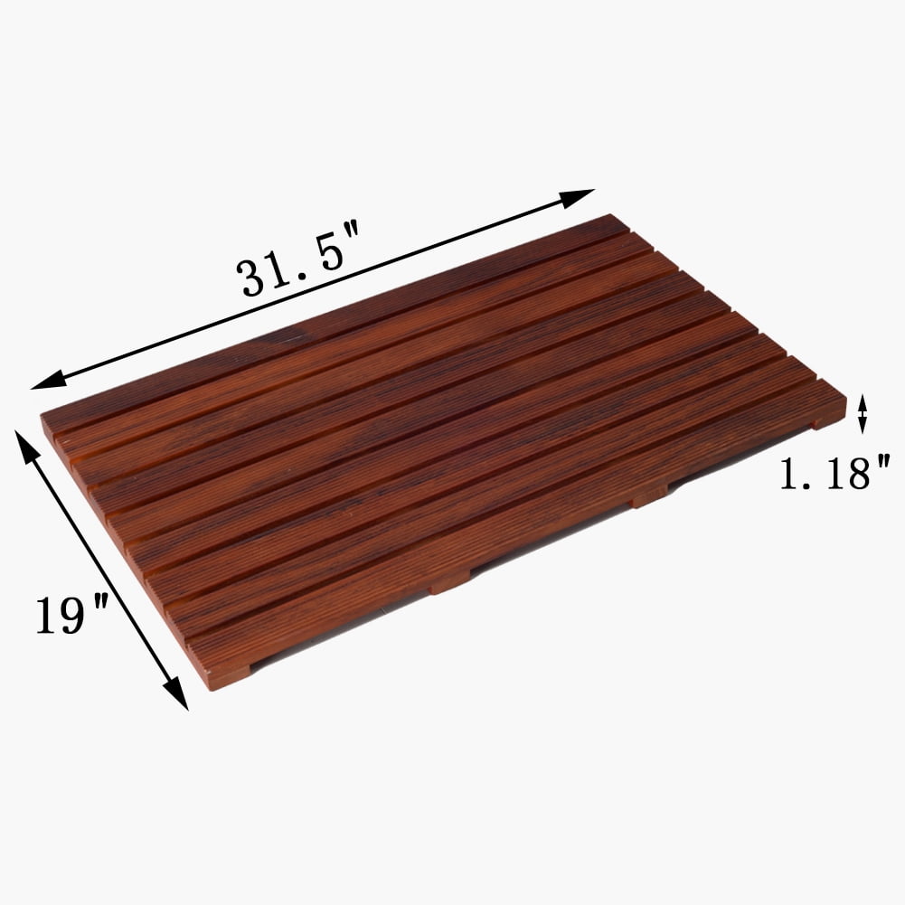 Organizedlife Teak Wood Non-Slip Tub Bath Mat, 31.5 x 19 Inches