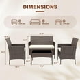 thumbnail image 2 of 4-Piece Outdoor Patio Bistro Set Wicker Rattan Furniture with 2 Chairs, Loveseat & Glass Coffee Table  Cushioned Seating for Backyard, Garden, Porch, Balcony, Poolside,Gray + Light Gray, 2 of 7