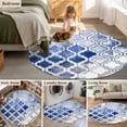 thumbnail image 6 of Blue Morocco Large Area Rugs for Bedroom Living Room, Soft Non Slip Carpet Bedside Rug, Vintage Graffiti Paint Art Boho Dappled Round Floor Cover Kitchen Accent Rug 3.3' for Dining Room/Office, 6 of 9