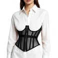 thumbnail image 3 of Women Adjustable Lace-up Corset Waspie Belt Wide Faux Leather Elastic Stretch Waist Cincher Vintage Retro Punk Belt for Daily Dresses Renaissance Party Outfits Black S, 3 of 9