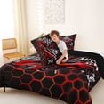 thumbnail image 4 of Erosebridal Cool Race Car Queen Comforter Set for Kids Boys, Gradient Red Honeycomb Bedding Comforter Set, Black Reversible, 1 Comforter and 2 Pillowcases, 4 of 6