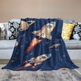 thumbnail image 2 of PIKWEEK Rocket Blanket Astronaut Blanket Cozy Outer Space Gifts for Toddler and Kids Soft Lightweight Navy Blue Blanket Rocket Multiple specifications White, 2 of 6