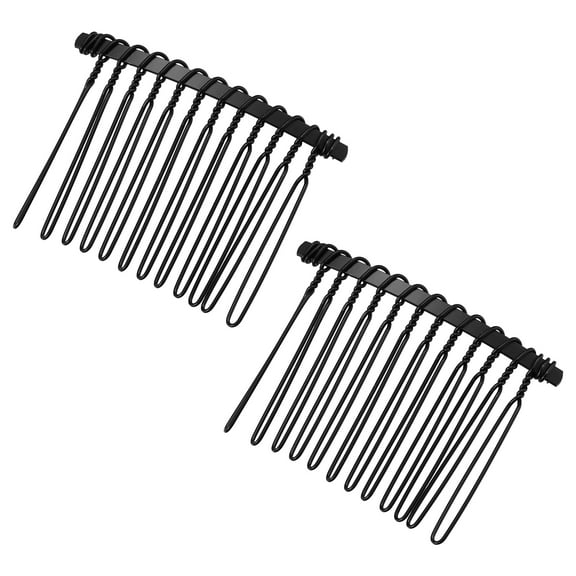 Unique Bargains 2 Pcs No Slip Hair Side Combs Accessories Metal 2" Black