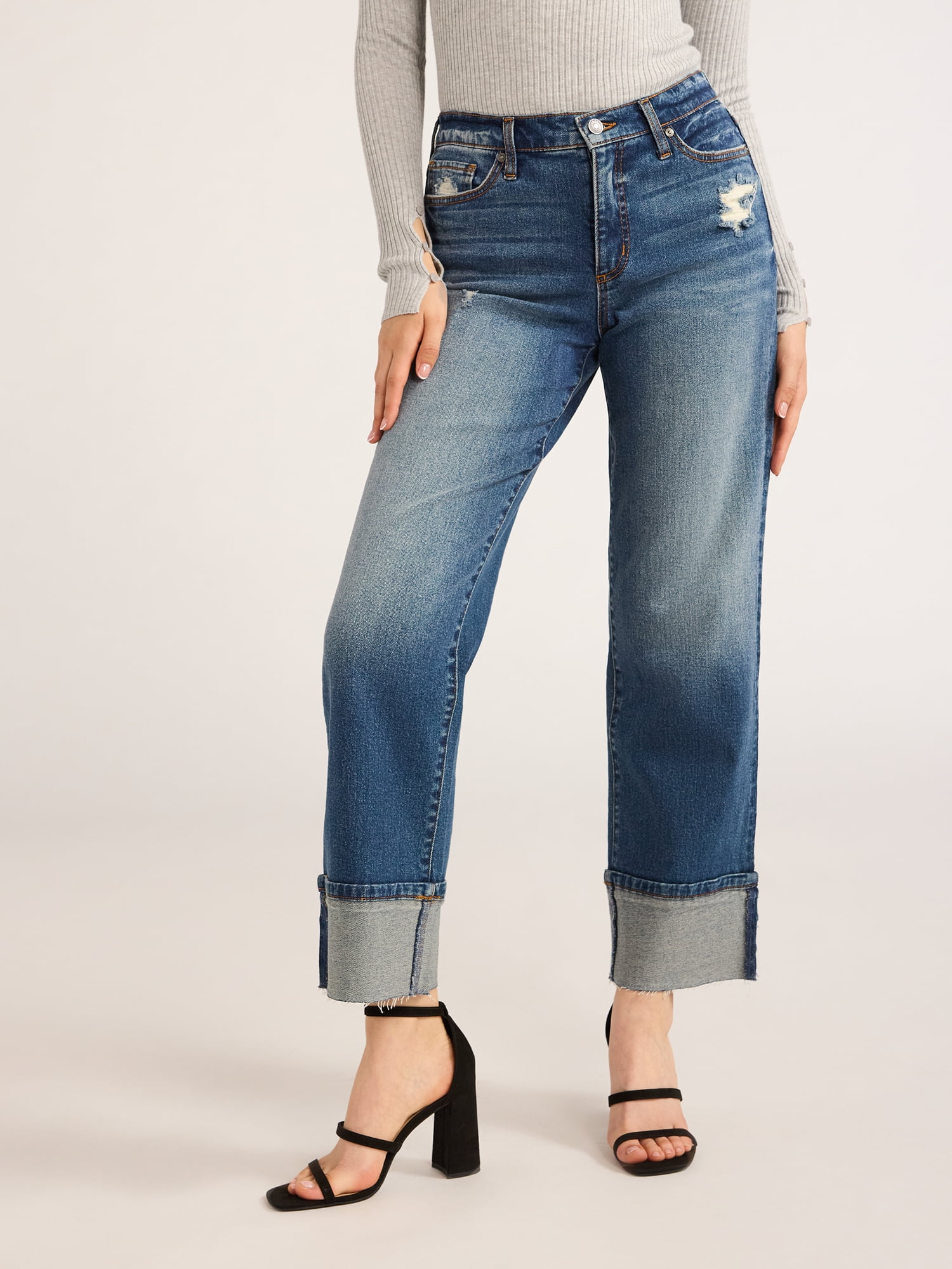 Scoop Women's and Women's Plus Benton Cuffed Ankle Jeans, 25", 27", and 29" Inseams, Sizes 0-26W