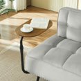 thumbnail image 5 of GZXS 54 Inch Upholstered Bench with Backrest, Velvet Padded Sofa Bench with 360° Swivel Table and Metal Legs, for Bedroom, Living Room or Lounge Seating, Gray, 5 of 10